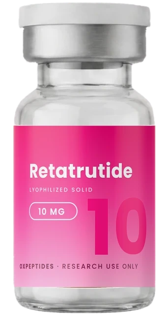OXpeptides Retatrutide 10 mg vial, the real packshot